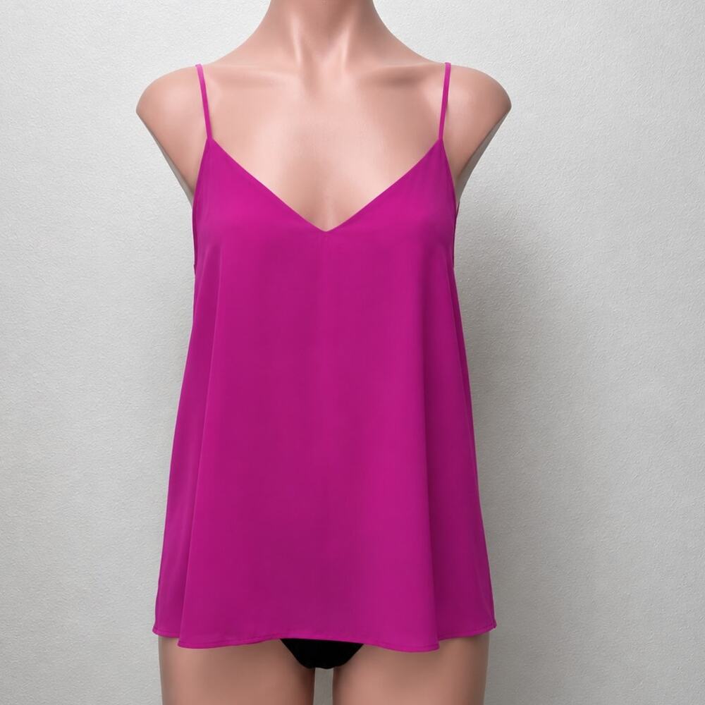 Lavender Brown Pink Fuscia Semi Sheer V-Neck T-Band Cami M